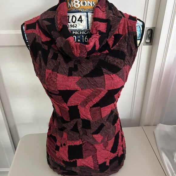 VINTAGE 90's/Y2K EURO Women's Crea Concept Geometric Cowell Neck Blouse - Picture 2 of 3